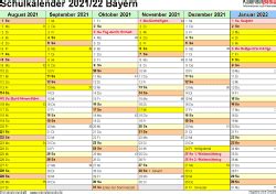 Im bundesland bayern haben alle schüler im jahr 2021 folgende. Schulkalender 2021/2022 Bayern für PDF