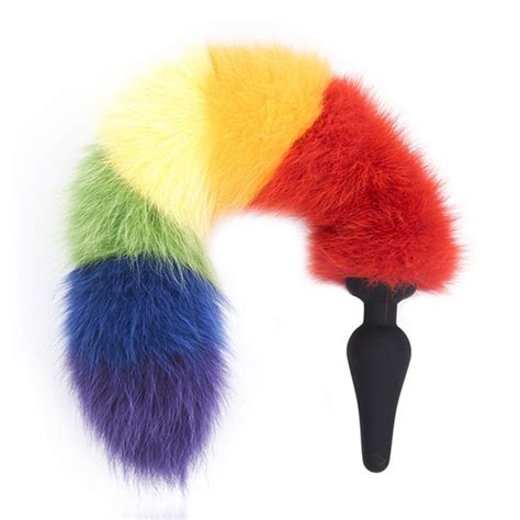 Romeonight Faux Fur Silicone Butt Plug Colorful Naughty Fox Tail Anal