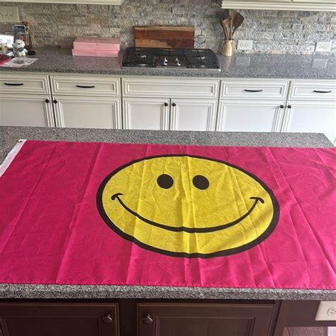 Wall Decor Pink Happy Smiley Face Flag Banner X Ft Poshmark