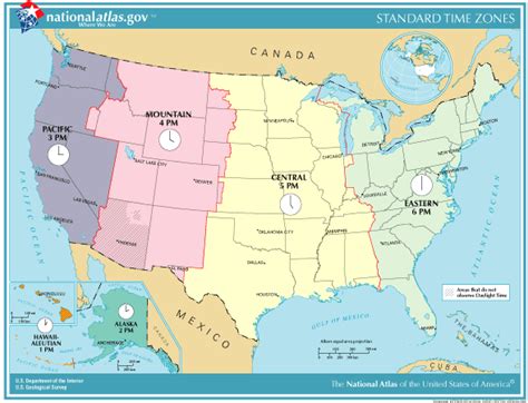United States Time Zones Map Student Handouts