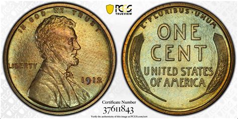 1912 Lincoln Cent Pr64bn Pcgs Vdb Coins