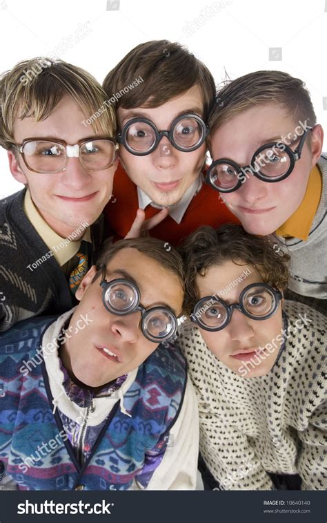 Five Nerdy Guys Funny Glasses Smiling Stock Photo 10640140 Shutterstock