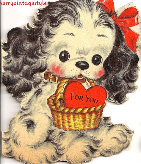Very Merry Vintage Syle Vintage Valentines Puppies Puppy