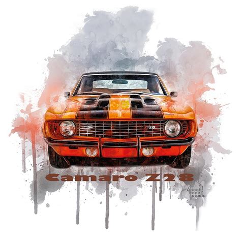 Chevy Camaro Z28 Splash Art Painting By Aaaah Eeeek Studio Fine Art
