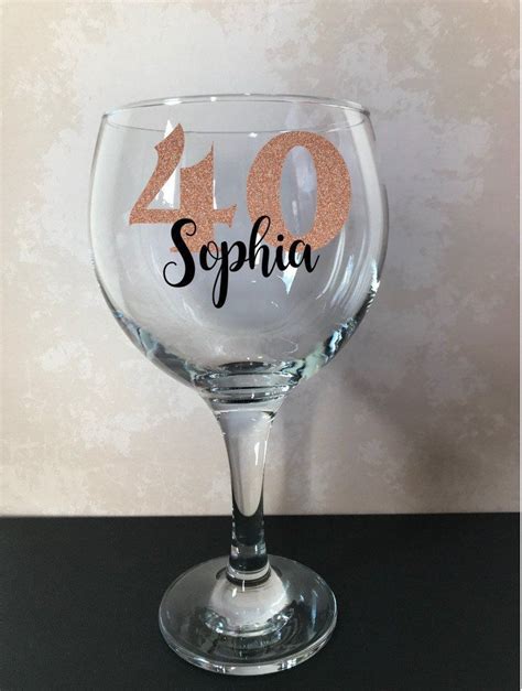 Personalised Gin Glass Any Name Birthday 18th 21st 30th 40th 50th Feste