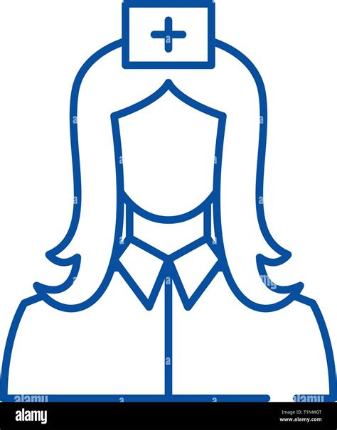 Nurse Line Icon Concept Nurse Flat Vector Symbol Sign Outline