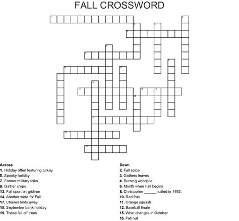 Autumn Crossword Puzzle - WordMint