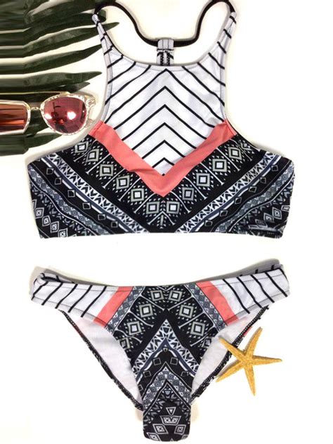 Tribal Printed Halter Two Piece Bikini Sets