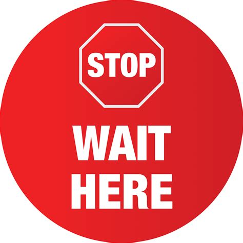 Sterling Social Distancing Floor Decal English Stop Wait Here White