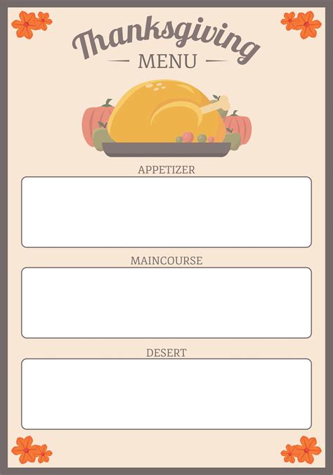 10 Best Printable Thanksgiving Menu Blank Template Pdf For Free At
