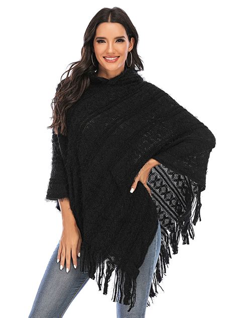 Sweaters Women Back From Bali Womens Colorful Knit Poncho Sweater Cape