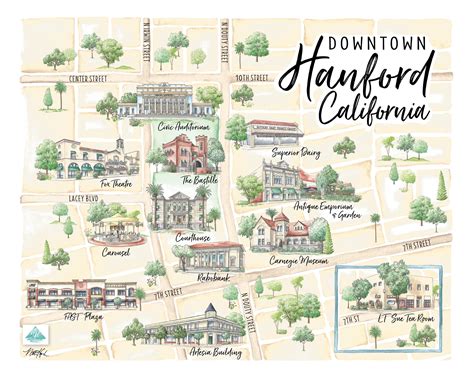 Hanford California Map Art Hanford California Wall Art Town | Etsy