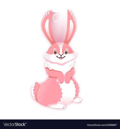 Smiling Cartoon Rabbit Funny Bunny Cute Hare Vector Image