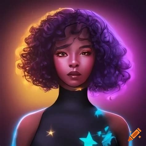 Illustration Of A Dark Skinned Female With Purple Hair And Lightning Powers On Craiyon