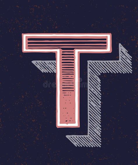 Capital Letter T Vintage Typography Style Stock Vector Illustration