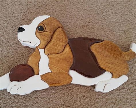Intarsia Beagle Dog Made From Solid Pine Wood Ready For Etsy