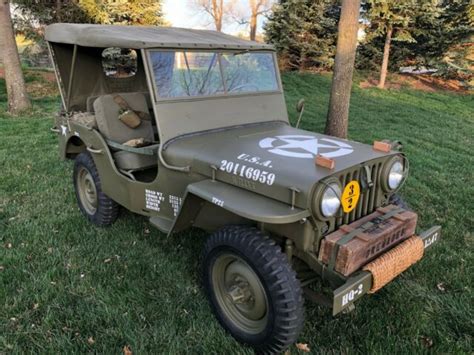 1947 Willys Cj2a Jeep Finished To Army Military Mb Style Classic