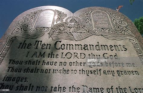 A 42 Year Old Ten Commandments Sculpture Is On Display In Front Of