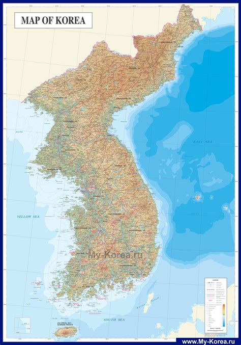 Карта Кореи Подробная карта Южной Кореи на русском языке