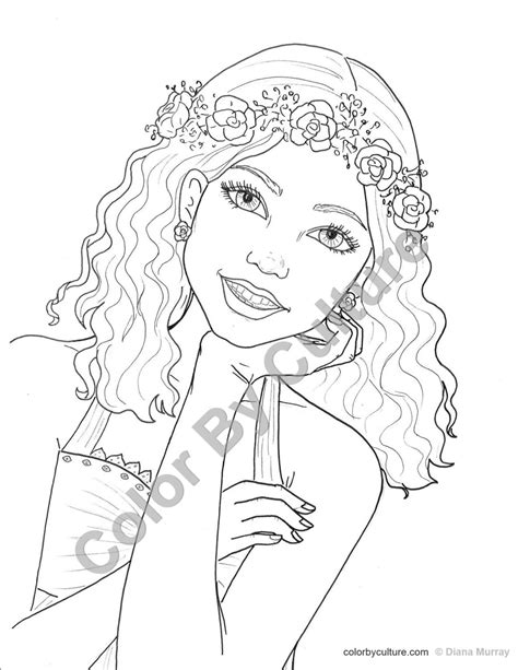 Many girls already from the first grade paint difficult coloring pages, which even. Fashion Coloring Page Girl with Flower Wreath Coloring Page