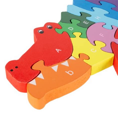 Alligator Puzzle Colorful Classic Wooden Alphabet And Number Jigsaw