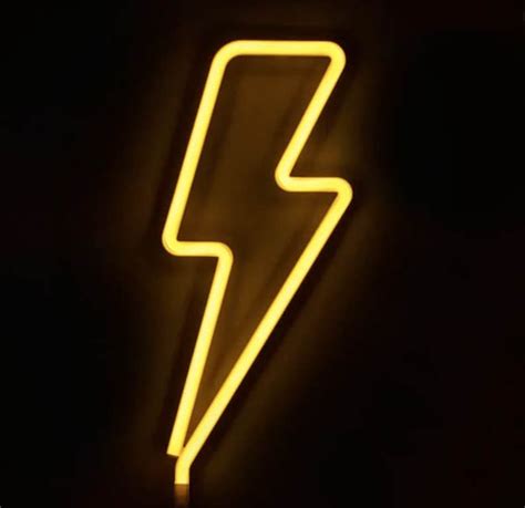 Led Neon Sign Yellow Lightning Bolt Neon Led Sign Lightning Etsy