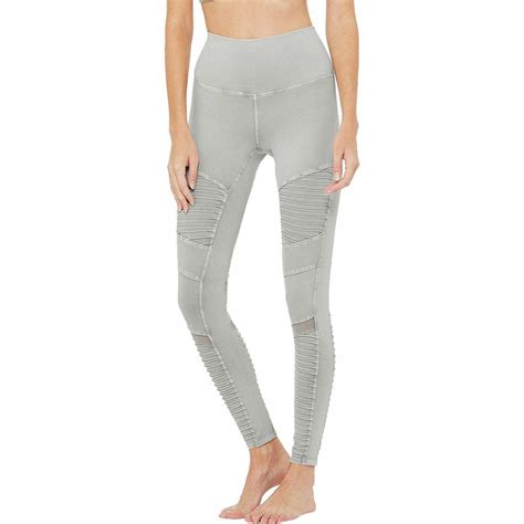 Alo Yoga Synthetic High Waist Washed Moto Legging In Lead Wash Gray
