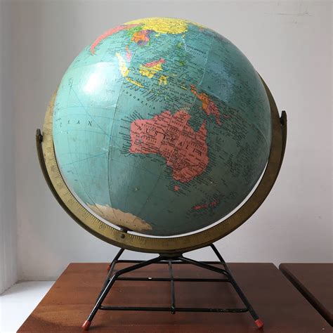 Vintage Globe On Metal Stand World Globe On Tabletop Stand Vintage