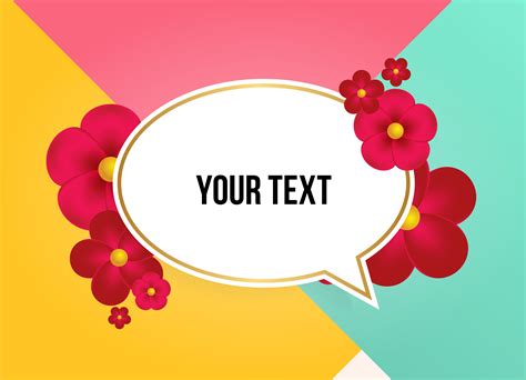 Text Box With Beautiful Colorful Flowers Vector Illustration 285794