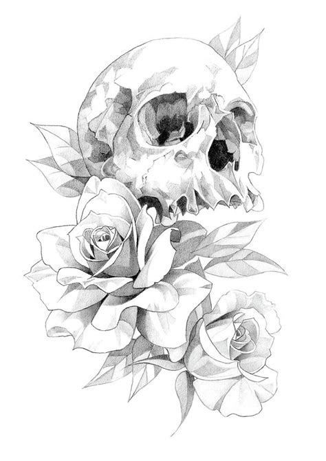 Skull And Roses Pencil Drawing 2 Drawing By Matthew Hack Fine Art America