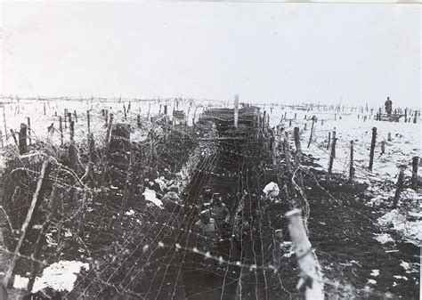 Barbed Wire Covered Trench Near Sosnow On The Strypa During The Winter