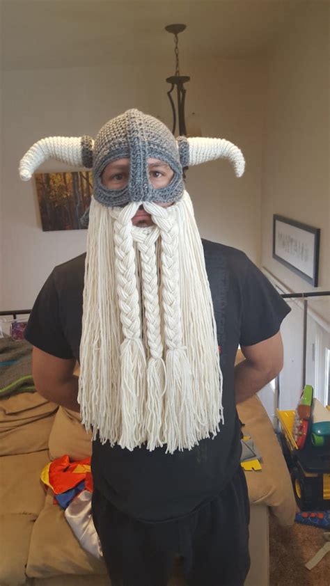 Crochet Pattern For Viking Hat Helmet With Beard Etsy