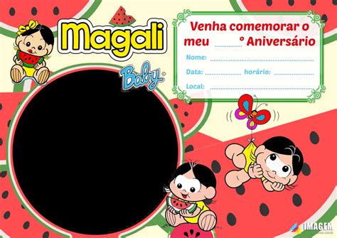 Convite de Aniversário Magali Baby PNG Imagem Legal
