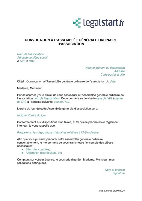 Déclaration Assemblée Générale Association Préparer Une Assemblée