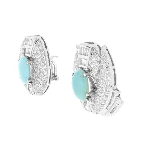 Diamond Turquoise And K Earrings Kodner Auctions