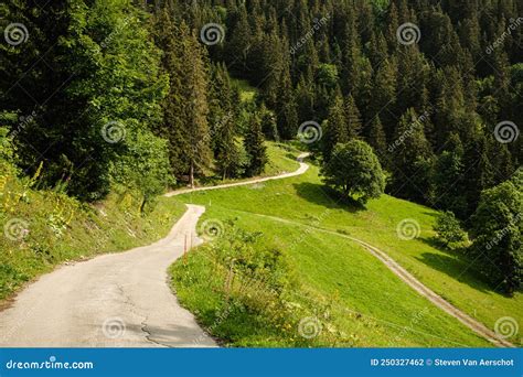 Empty Mountain Road In Swiss Alps Stock Photo Image Of Journey