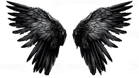 Black Angel Wings Ornament Isolated On A Transparent Background