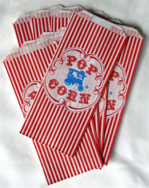 Throwback Popcorn Bags In Red And White Stripe Circus Carnival Party