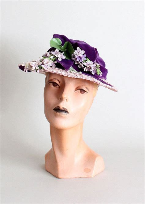1930s Purple Straw Hat Antique Hats Vintage Hats Vintage Ladies