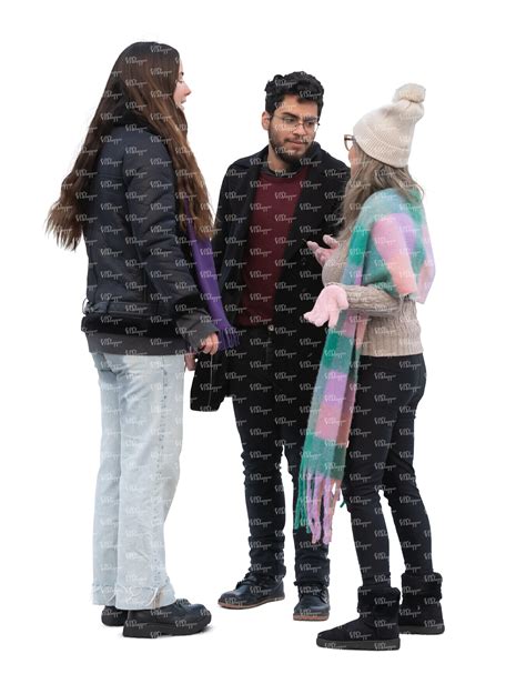 Group Of Three People In Autumn Standing And Talking Vishopper