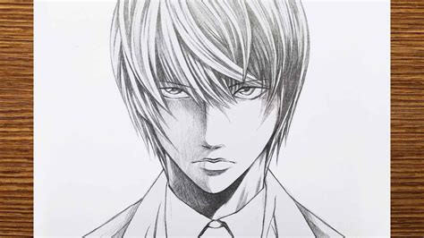 How To Draw Light Yagami From Death Note Light Drawing Step By Step