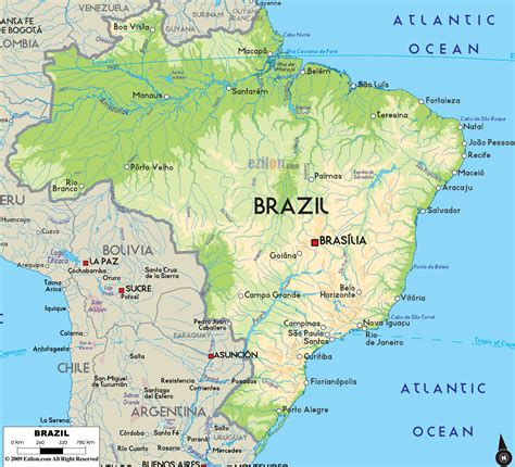 Grande Mapa F Sico De Brasil Con Principales Ciudades Brasil
