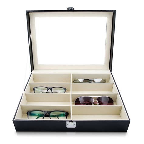 Eyeglass Sunglass Storage Box Imitation Leather Glasses Display Case Storage Organizer Collector