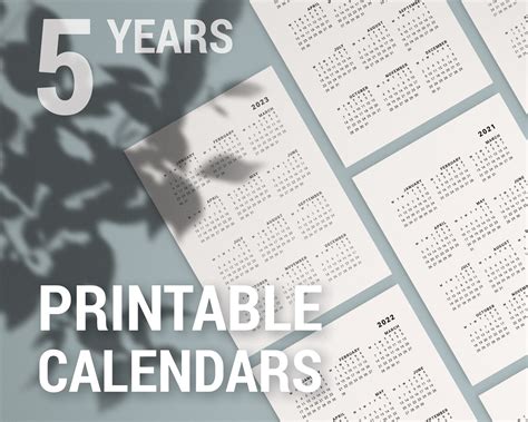 2021 2025 Yearly Calendar Printable 2021 2022 2023 2024 Etsy
