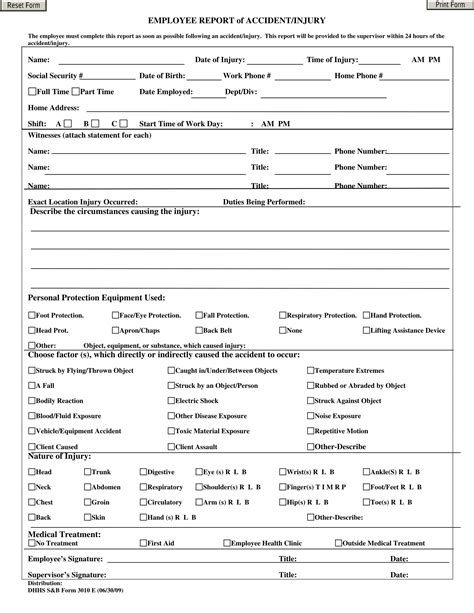 Printable Accident Report Form Template Printable Templates Free