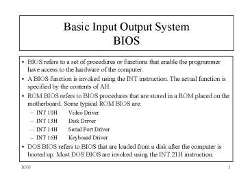 PPT Basic Input Output System BIOS PowerPoint Presentation Free To