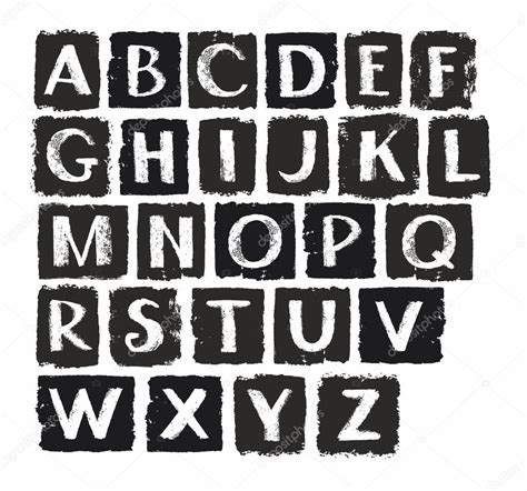 Capital Letters Of The English Alphabet White Chalk Black Coal