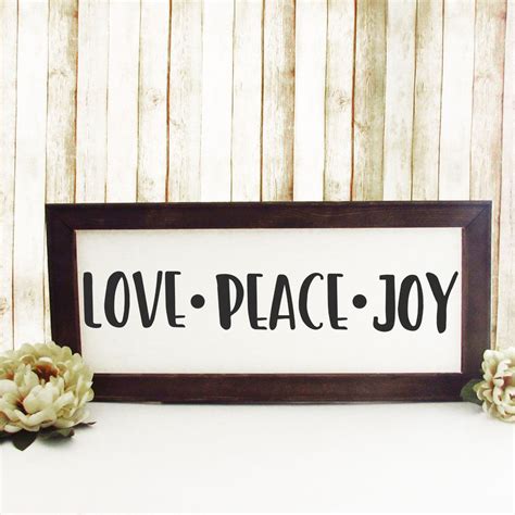 Love Peace Joy Wood Sign Reverse Canvas Wedding T