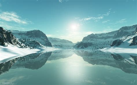 Ice Blue Landscapes Seasons Artwork Lakes 3d Icy Wallpaper 1920x1200