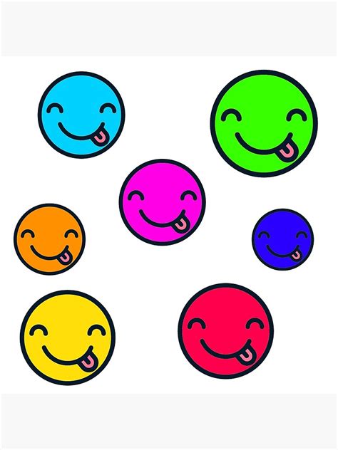 Cute Simple Multi Colored Smiley Face Sticker Pack Poster For Sale By